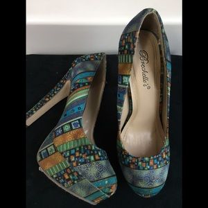 Multi colored platform heels